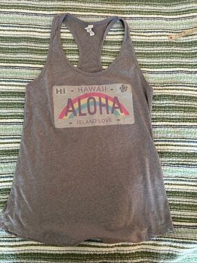 Aloha Graphic Racerback Tank Top - Gray